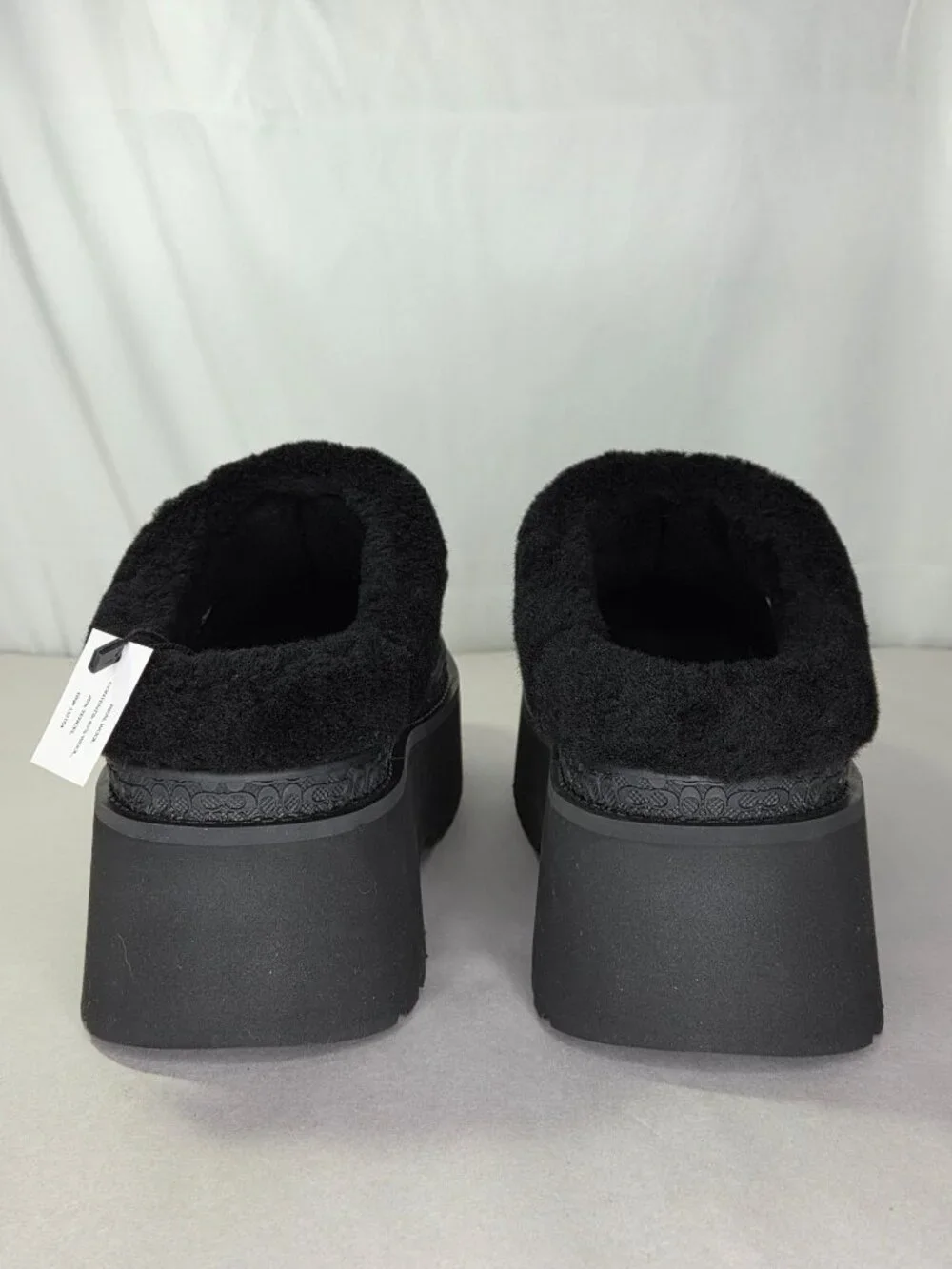 COACH Women's Cecelia Signature Shearling Clogs - Black, Size: 9 B